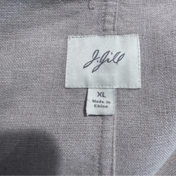 J JILL Sz XL Jacket Hood Drawstring Pockets Unlined Linen Cotton Blend Metallic - Picture 6 of 9